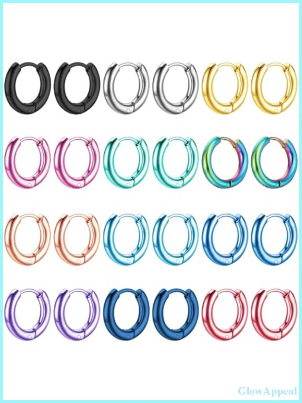 Surgical Stainless Steel Hoop Earring Set for Men Women Hypoallergenic 12 Pairs